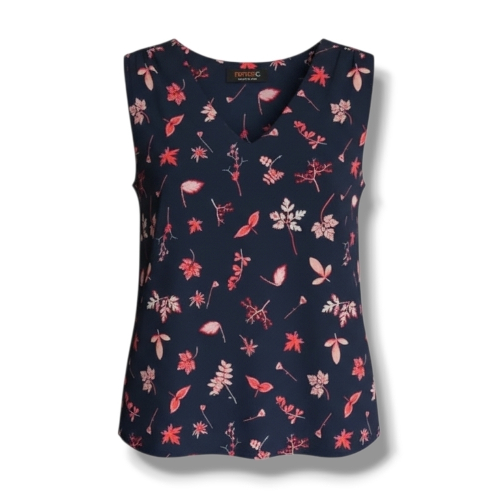 Renee C. Women's blue floral lightweight sleeveless blouse - large